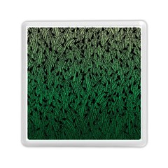 Green Ombre Feather Pattern, Black, Memory Card Reader (square) by Zandiepants