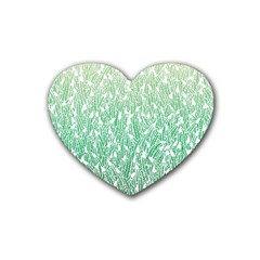 Green Ombre Feather Pattern, White, Heart Coaster (4 Pack) by Zandiepants