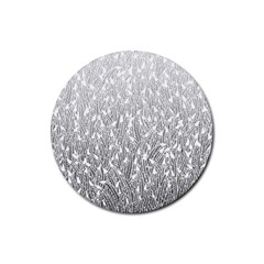 Grey Ombre Feather Pattern, White, Rubber Round Coaster (4 Pack) by Zandiepants