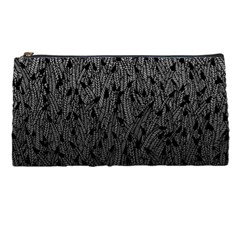 Grey Ombre Feather Pattern, Black, Pencil Case by Zandiepants