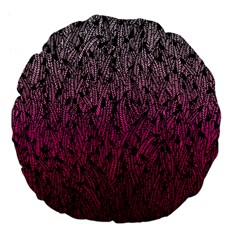 Pink Ombre Feather Pattern, Black, Large 18  Premium Flano Round Cushion  by Zandiepants