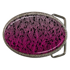 Pink Ombre Feather Pattern, Black, Belt Buckle by Zandiepants