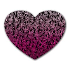 Pink Ombre Feather Pattern, Black, Heart Mousepad by Zandiepants
