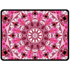 Twirling Pink, Abstract Candy Lace Jewels Mandala  Fleece Blanket (large) 