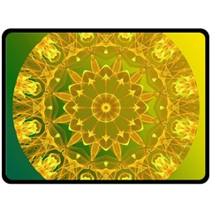 Yellow Green Abstract Wheel Of Fire Double Sided Fleece Blanket (large)  by DianeClancy