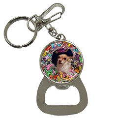 Chi Chi In Butterflies, Chihuahua Dog In Cute Hat Bottle Opener Key Chains by DianeClancy