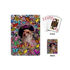 Chi Chi In Butterflies, Chihuahua Dog In Cute Hat Playing Cards (mini)  by DianeClancy