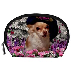 Chi Chi In Flowers, Chihuahua Puppy In Cute Hat Accessory Pouches (large)  by DianeClancy