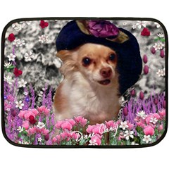 Chi Chi In Flowers, Chihuahua Puppy In Cute Hat Fleece Blanket (mini) by DianeClancy