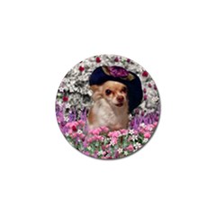 Chi Chi In Flowers, Chihuahua Puppy In Cute Hat Golf Ball Marker (10 Pack) by DianeClancy