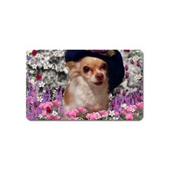 Chi Chi In Flowers, Chihuahua Puppy In Cute Hat Magnet (name Card) by DianeClancy