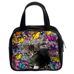 Emma In Butterflies I, Gray Tabby Kitten Classic Handbags (2 Sides) by DianeClancy