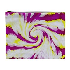 Tie Dye Pink Yellow Swirl Abstract Cosmetic Bag (xl) by BrightVibesDesign