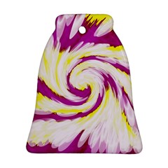 Tie Dye Pink Yellow Abstract Swirl Bell Ornament (2 Sides) by BrightVibesDesign