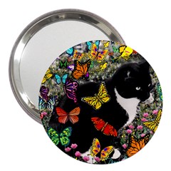 Freckles In Butterflies I, Black White Tux Cat 3  Handbag Mirrors by DianeClancy