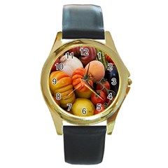 Heirloom Tomatoes Round Gold Metal Watch by MichaelMoriartyPhotography