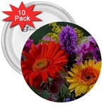 Colorful Flowers 3  Buttons (10 pack)  Front