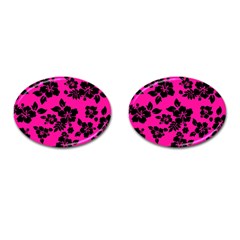 Dark Baby Pink Hawaiian Cufflinks (oval) by AlohaStore