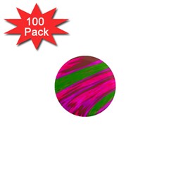 Swish Bright Pink Green Design 1  Mini Magnets (100 Pack)  by BrightVibesDesign