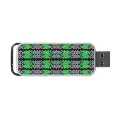 Pattern Tile Green Purple Portable Usb Flash (one Side) by BrightVibesDesign