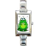 Green Frog Rectangle Italian Charm Watch Front