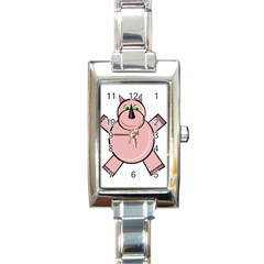 Pink Rhino Rectangle Italian Charm Watch by Valentinaart