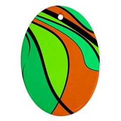 Green And Orange Oval Ornament (two Sides) by Valentinaart