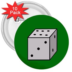Dice  3  Buttons (10 Pack)  by Valentinaart