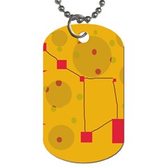 Yellow Abstract Sky Dog Tag (two Sides) by Valentinaart