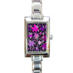 Purple Fowers Rectangle Italian Charm Watch by Valentinaart