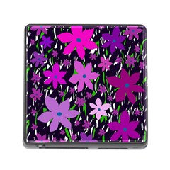 Purple Fowers Memory Card Reader (square) by Valentinaart