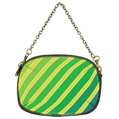 Green And Yellow Lines Chain Purses (one Side)  by Valentinaart