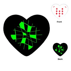 Green Abstract Flower Playing Cards (heart)  by Valentinaart