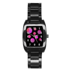 Pink Abstraction Stainless Steel Barrel Watch by Valentinaart
