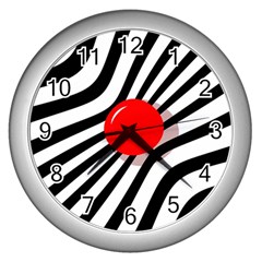 Abstract Red Ball Wall Clocks (silver)  by Valentinaart