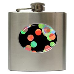 Colorful Circles Hip Flask (6 Oz) by Valentinaart