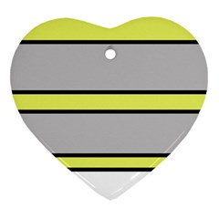 Yellow And Gray Lines Heart Ornament (2 Sides) by Valentinaart