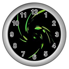 Green Twist Wall Clocks (silver)  by Valentinaart