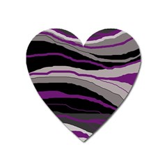 Purple And Gray Decorative Design Heart Magnet by Valentinaart