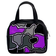 Purple And Gray Abstraction Classic Handbags (2 Sides) by Valentinaart