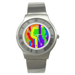 Rainbow Abstraction Stainless Steel Watch by Valentinaart