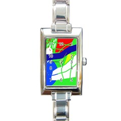 Colorful Abstraction Rectangle Italian Charm Watch by Valentinaart