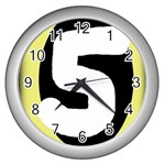 Number five Wall Clocks (Silver) 