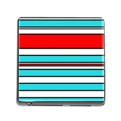 Blue, Red, And White Lines Memory Card Reader (square) by Valentinaart