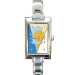 Blue and yellow abstract design Rectangle Italian Charm Watch Front