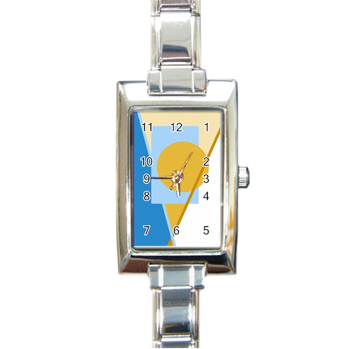 Blue and yellow abstract design Rectangle Italian Charm Watch