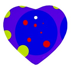 Purple And Yellow Dots Heart Ornament (2 Sides) by Valentinaart