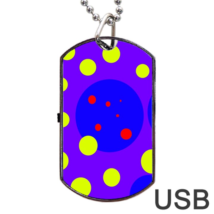 Purple and yellow dots Dog Tag USB Flash (Two Sides) 