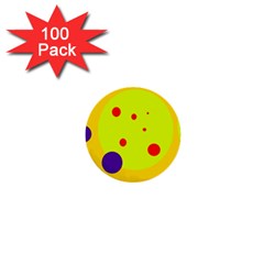 Yellow And Purple Dots 1  Mini Buttons (100 Pack)  by Valentinaart