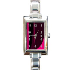 Pink And Black Lines Rectangle Italian Charm Watch by Valentinaart